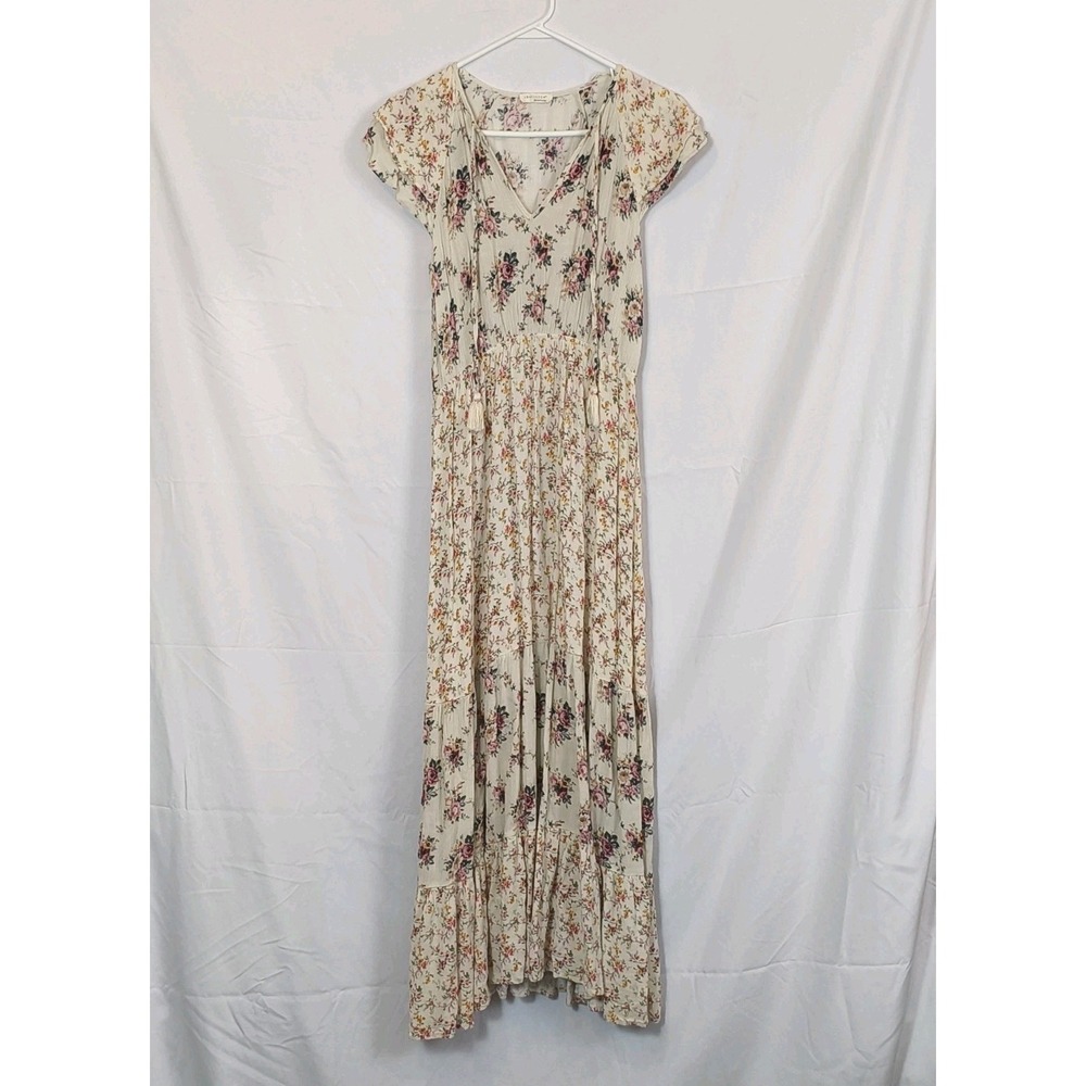 Love Stitch Patchwork Summer Romantic Easter Tiered Floral Dress Sz M